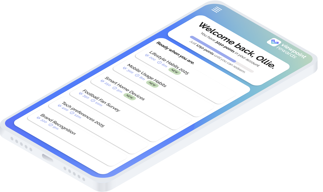 Viewpoint Rewards mobile interface
